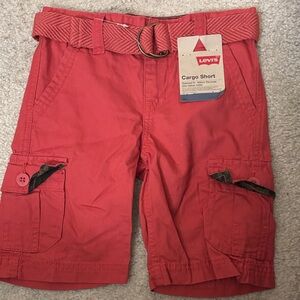 Levi's Coral Red boys Cargo Shorts with Woven Belt nwt size 4